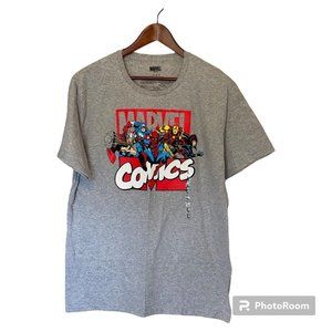 Gray Marvel Comics S/S T-Shirt Men's Size L New Captain America Spider-Man Thor
